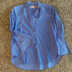 Button up bell sleeve blouse